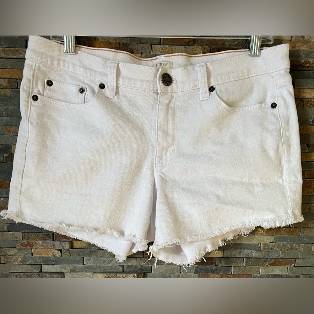J.Crew - Stretch Fray Hem Shorts - White - Size 28